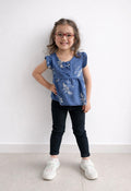 Blouse brodée bleu denim